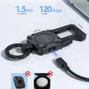 Keychain, Works with Apple Find My, Heavy Duty Keychain Bottle Opener, Carabiner Car Key Chains with GPS Tracker, Key Finder, Bluetooth Tracker for Luggage, Kids, Bags and More, Rechargeable, Black