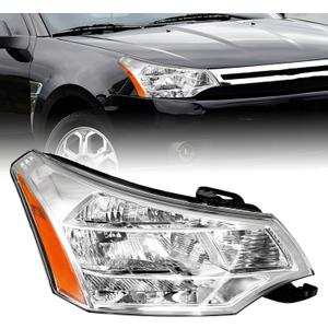 Headlight Assembly Compatible with 2008 2009 2010 2011 Focus S SE SES SEL Headlamp Chrome Housing OE Factory Replacement w/o Bulbs (Right Passenger Side)