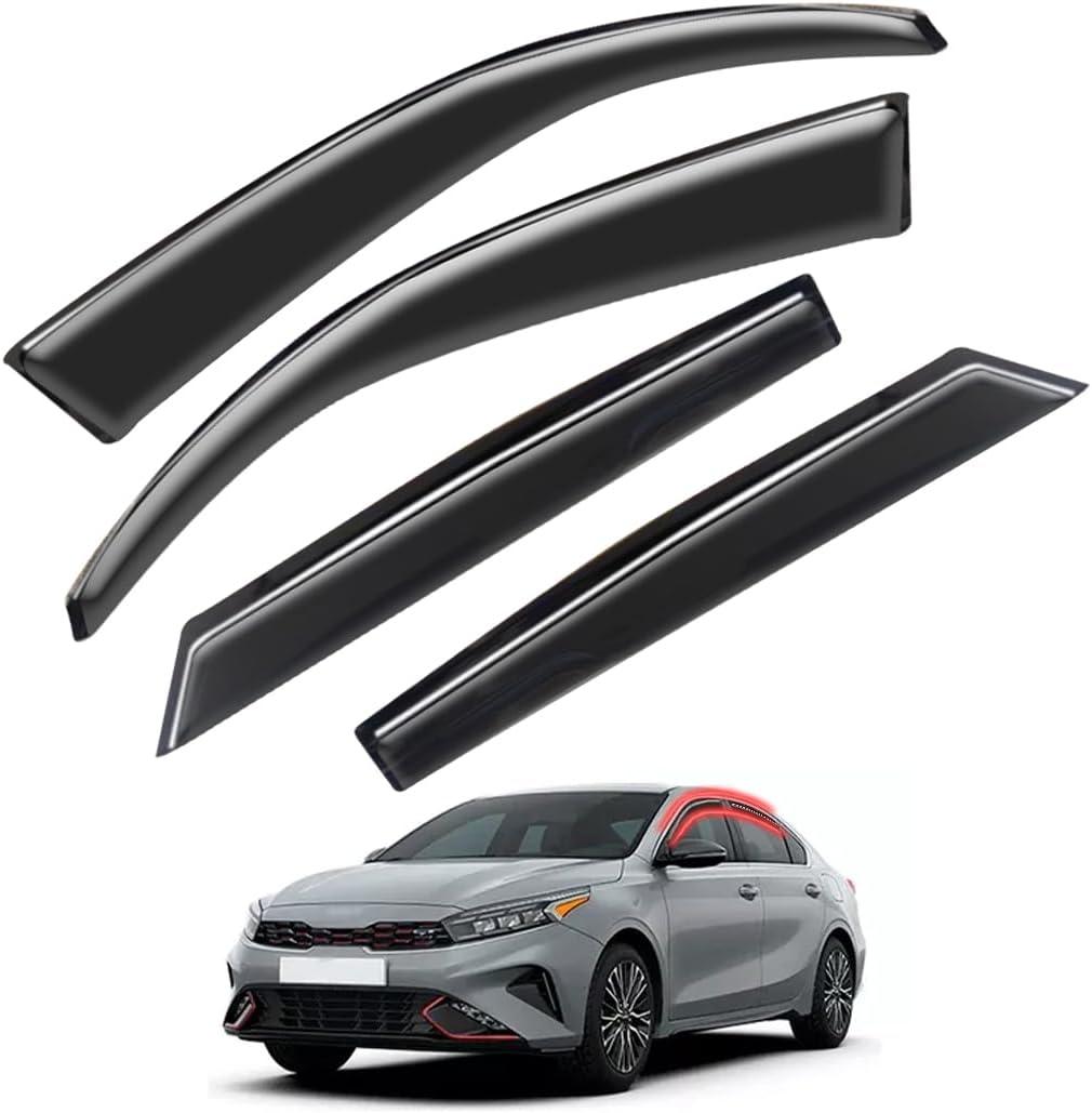 Window Visors Rain Guards FIT 2019, 2020, 2021, 2022 Kia Forte  Side Window Deflectors Vent Shades Sun/Rain Guards, 4PCS Smoke Tape-On Set