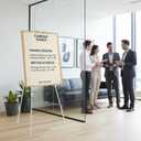 MXG Portable Folding Metal White Display Easel Stand for Sign, Painting & Poster, 66" Height Adjustable Acrylic Sign Holder with 4 Clips for Wedding, Office, Art Exhibition & Classroom