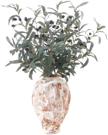LILUYTO 5pcs Artificial Olive Branches Stems with Green Plants Strips 31" Long Faux Olive Tree Branches for Vase Bouquets Wedding Decor Home Garden Decor DIY Floral Crafts