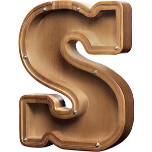 Large Wooden Letter Coin Personalized Piggy Bank for Boys Girls Kids Toddler Adults Money Bank Best Gift for Friends (9.2 Inch-S)
