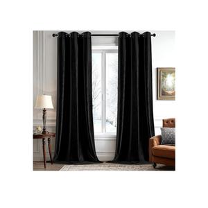 ANRODUO Black Velvet Curtains 96 Inches Long Blackout Thermal Insulated Soundproof Curtain Privacy Room Darkening Curtains Grommet Window Drapes for Bedroom Living Room 42 x 96 Inch Set of 2