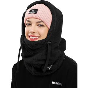 Shy Velvet Balaclava Wind-Resistant Winter Face Mask,Fleece Ski Mask for Men and Women,Warm Face Cover Hat Cap Scarf (Black)