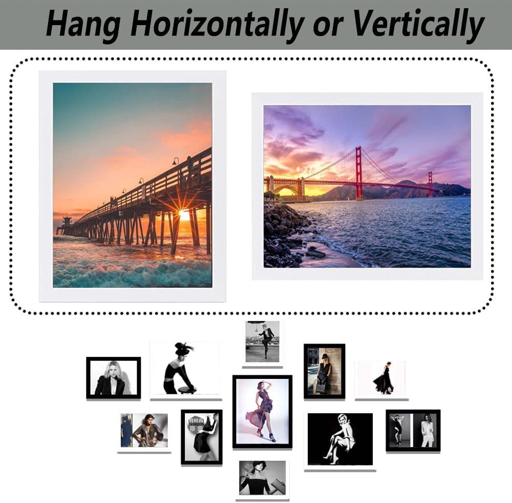 RUN HELIX 11x15 Picture Frame in Black, Photo Frames with Plexiglass, Horizontal and Vertical Formats for Wall Mounting Poster Frames Puzzle Frame Large Picture Frame 15X11 White Frame