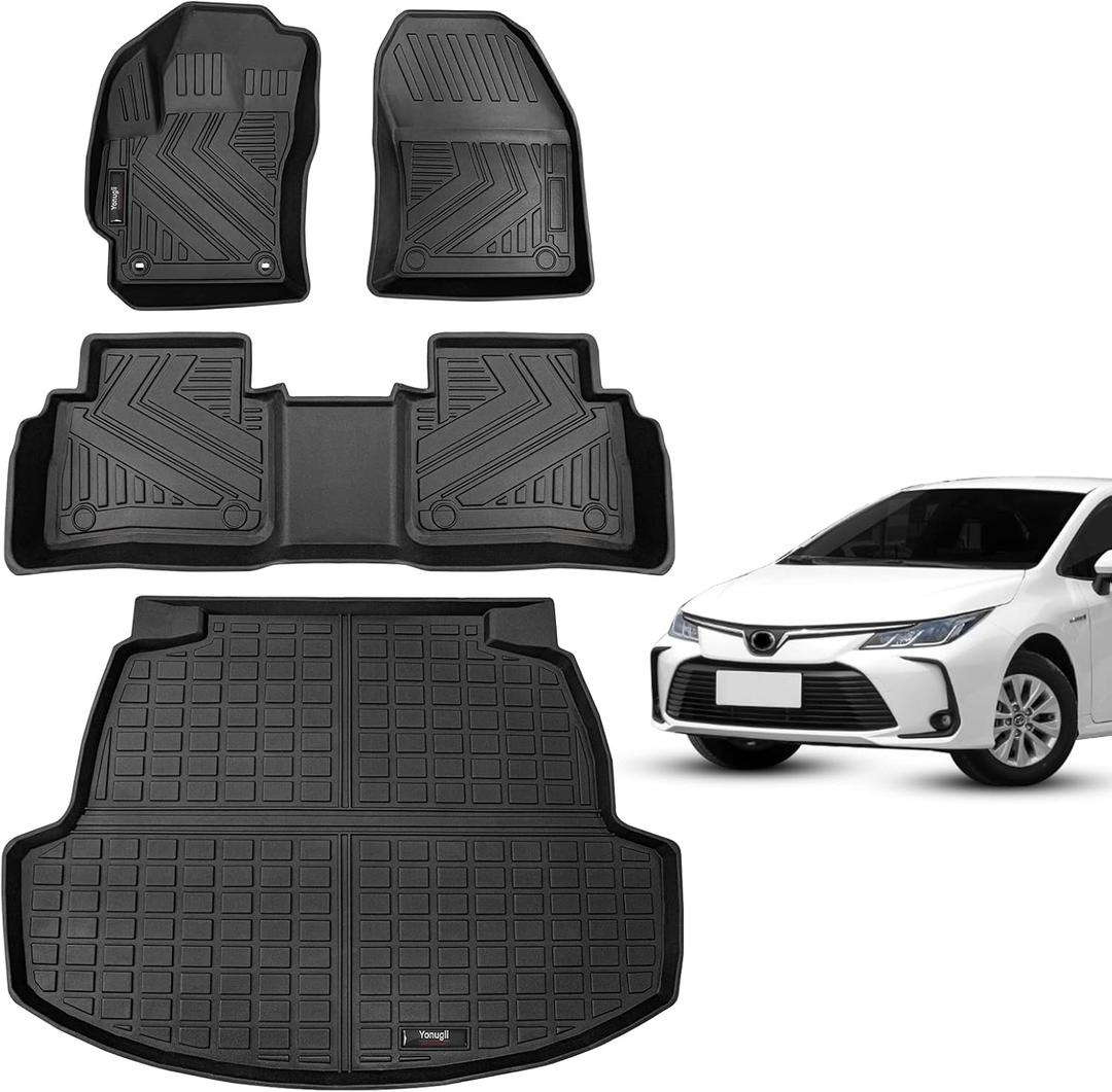 Floor Mats and Cargo Liner Set for 2020 2021 2022 2023 2024 2025 2026 Toyota Corolla Sedan Accessories All-Weather TPE Mat Protection (for 20-26 Toyota Corolla Floor Mats+Cargo Liner)