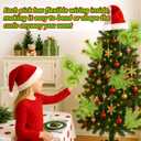 17 Inch Christmas Tree Picks, 6 PCS Lime Green Furry Curly Stems with Red Glitter Balls, Flexible Christmas Tree Topper Decorations for Holiday Arrangements, Wreaths & Table Christmas Decor