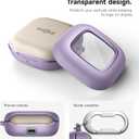 SURITCH for SHOKZ OpenFit Case Cover, Shockproof Magnetic Cases for SHOKZ OpenFit Open-Ear Earbuds True Wireless Bluetooth Headphones, Protective Cover with Magnetic Lid Lock & Carabiner, Purple