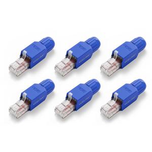 VCELINK RJ45 Connector Tool-Free, CAT6 Field Termination Plug, Gold Plated Modular Plug, UTP CAT6 Connector Toolless for 23 to 26 AWG Network Cable, 6 Pack, Blue