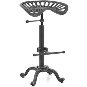 Diwhy Rustic Industrial Farmhouse Tractor Seat Adjustable Bar Stool Industrial bar Chair (Silver, Cast Iron)