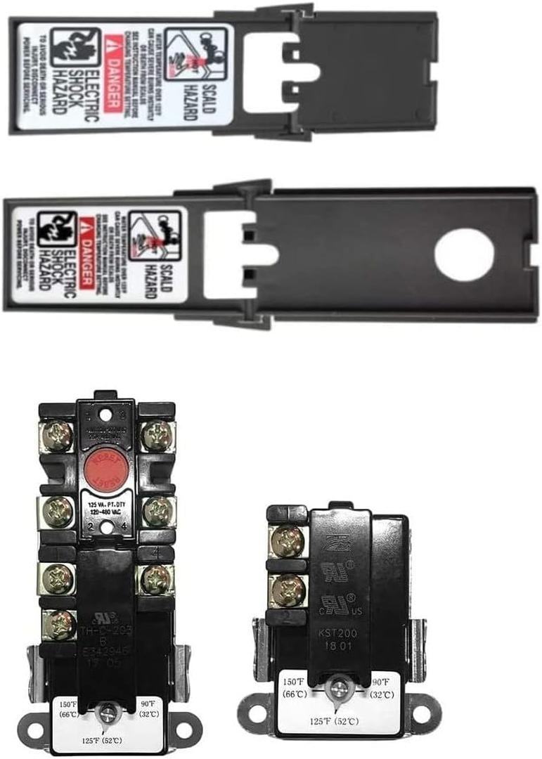 EWH-00C Water Heater Thermostat, Electric Heater Thermostats Include Upper and Lower Element Thermosatat, Terminal Protective Covers, Water Heater Repair Parts