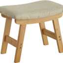Foot Stool Ottoman Foot Rest Under Desk, Small Stool for Living Room, Bedroom and Kitchen (Natural Legs - Beige Stool Surface)