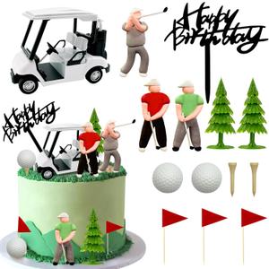 2026 New Golf Party Decoration Golf Theme Party Golf Birthday Decoration Supplies with Clay Golf Statue Golf Cart Decoration Golf Cake Decoration Golf Party Favors