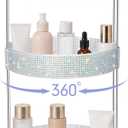 Honeydak 360 Rotating Perfume Organizer for Mother Day Nurse Day Rhinestone Bathroom Counter Organizer Makeup Holder Skincare and Perfume Storage for Cosmetic Countertop(3 Tiers,Resin Stone,Silver)