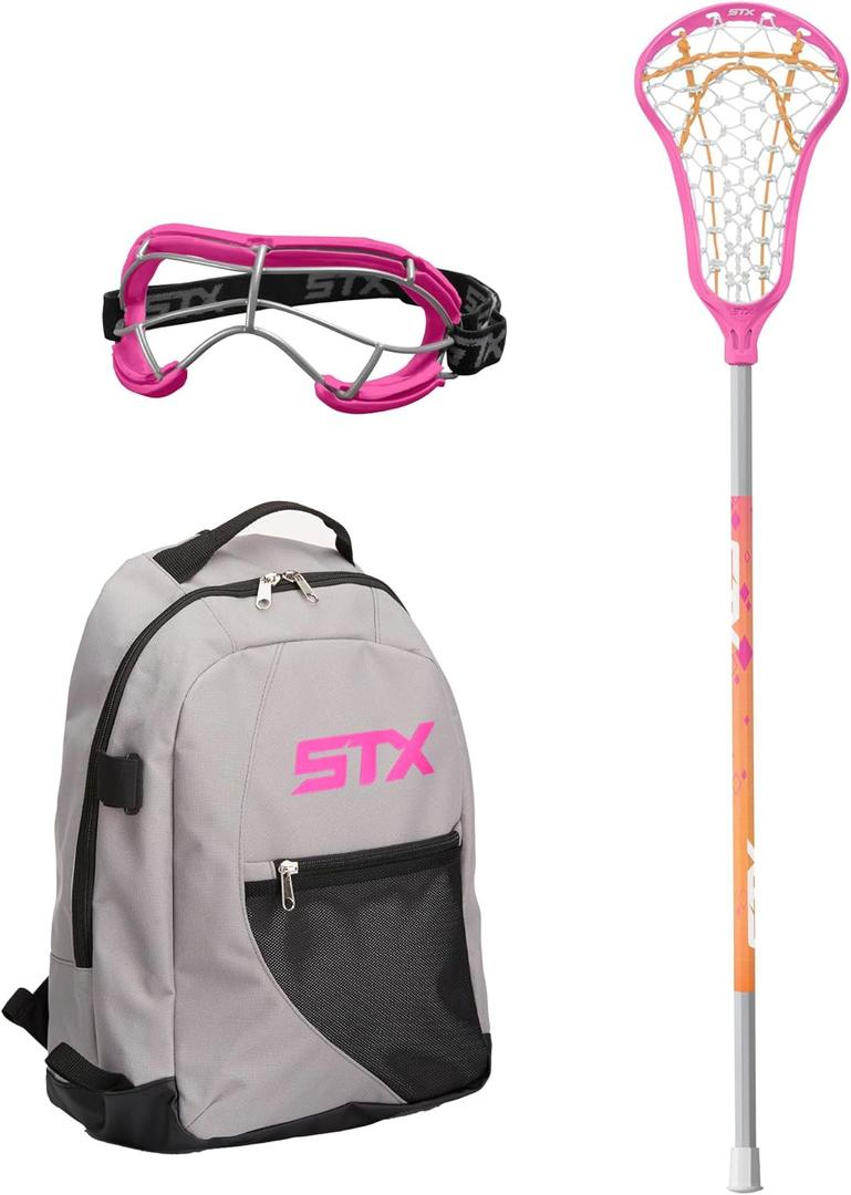 STX Exult Rise Girl's Lacrosse Starter Set with Stick, Goggles & Backpack (Pink)
