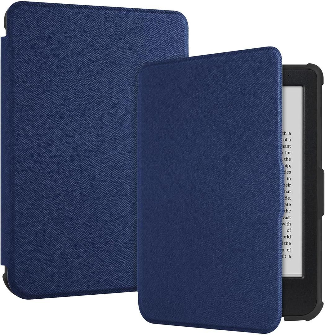 Case for 6" Kobo Clara Colour(2024)/Clara BW(2024)/Clara 2E(2022) - Slim Lightweight PU Leather Protective Smart Shell Cover with Auto Wake Sleep, Dark Blue