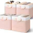 GRANNY SAYS Storage Cubes, 13 Inch Cube Storage Bins with Metal Frame, Collapsible Cube Storage Organizer, Fabric Cubby Bins for Shelves, Closet, Pink, 4 Pack