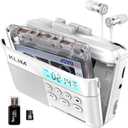 KLIM K7 Cassette Tape Player - Cassette to MP3 Converter - Portable - Built-in Microphone & Speaker - Rechargeable Battery - Earphones - 16GB SD Card - White