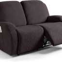 Ruaozz Recliner Sofa Covers Recliner Chair Covers Extra Wide Loveseat Recliner Slipcovers with Pockets Washable Furniture Protector with Elastic Bottom (2 Seater-X Large, Chocolate)