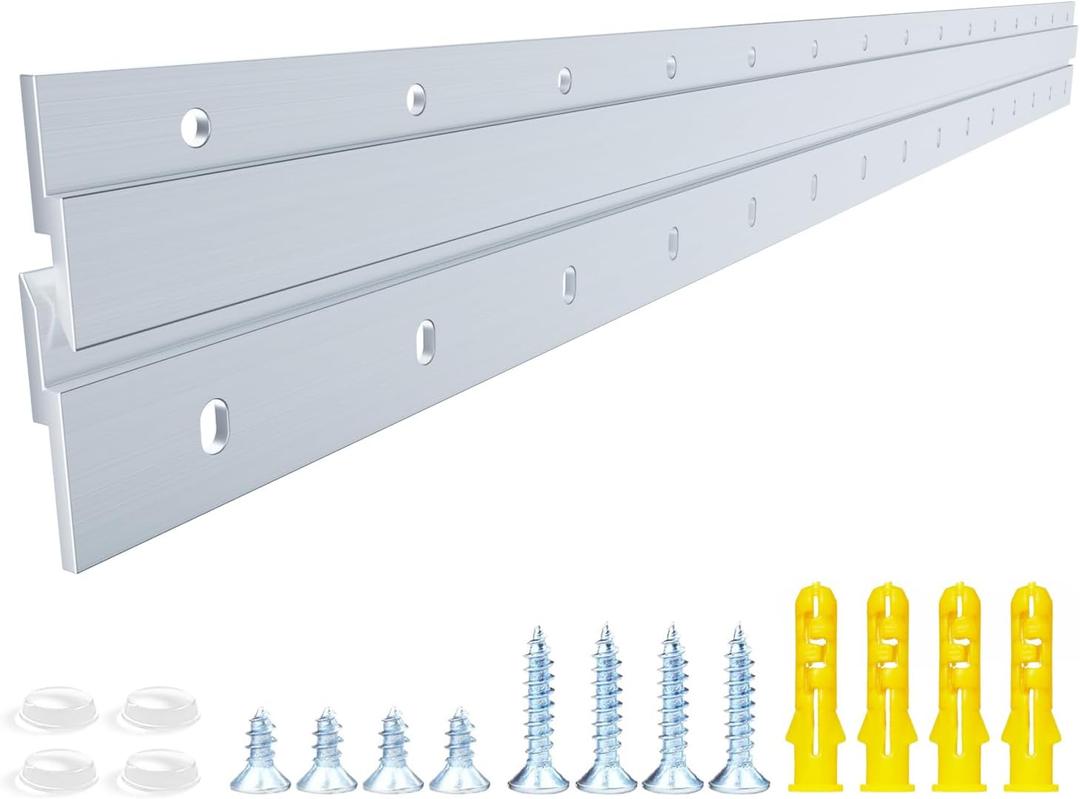 French Cleat Heavy Duty, Aluminum French Cleat, Headboard Wall Mounting Brackets with Screws, Heavy Mirror Mounting Hardware (30 Inch-1 Pair, Support 200 lbs)