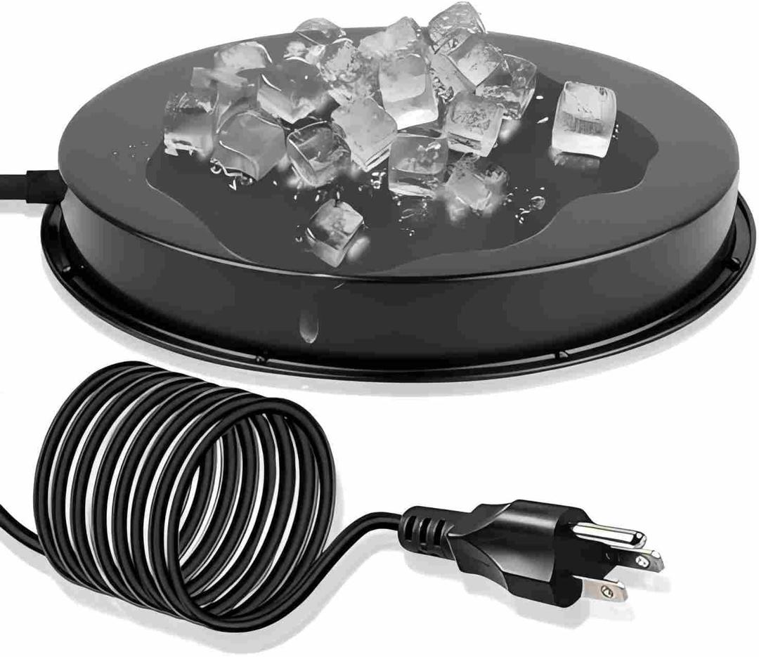 Chicken Water Heater for Winter, 110Watt Thermostat Heated Poultry Waterer Base with 9.8ft Power Cord,Suitable for Plastic/Metal Poultry Waterer(Black, 11INCH-1PACK)