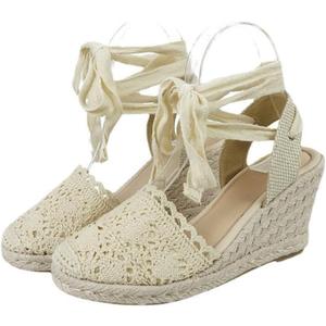 Mary Jane Espadrilles for Women Alpargatas Para Mujer Woven Wedge Platform Shoes Sneakerina Ballet Comfy Comfortable Causal Sandals Cute Kawaii Shoes Gifts Summer Beach Vacation (4 Wide, Nude)