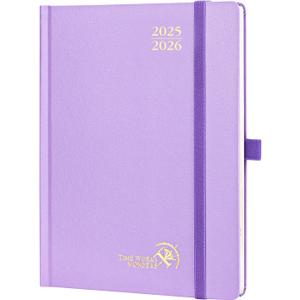 POPRUN Planner 2025-2026, (Medium 6.5'' x 8.5'' Hard Cover) Academic Calendar (July 25-June 26) Daily Weekly and Monthly Appointment Book with Hourly Time Slots, Monthly Tabs, 100 GSM - Violet