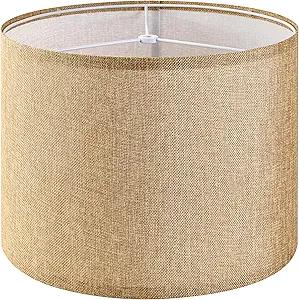GO&SO Brown Medium Drum Lamp Shades 13" Top x 13" Bottom x 10" High (Spider) Farmhouse Lampshades for Table Lamp & Bedside Lamp - DIY Shade-Handcrafted-Easy Assembly