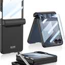 for Samsung Galaxy Z Flip 7 Case with S Pen,Slim PC All-Inclusive Shockproof Cover with Magnetic Hinge Protection + Tempered Glass Screen Protector for Samsung Galaxy Z Flip 7 5G (Black)