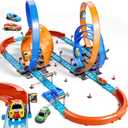 Car Race Track Set for Kids 3 4 5 6 7 8 9 Years OldRacing Game car ToysBoys Toy Girls 6-1272PC DIY 34 ft Track with 4 Small Cars, Gifts for Kids 3-5