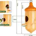 Hummingbird House, Wooden Hummingbird Houses for Outside - Handcrafted Natural Wood Birdhouse with Complete Hanging Kit (Bow & String) - Premium Gardening Gifts Decoration (Style-3, 4 Pack)