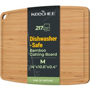Keechee Dishwasher Safe Bamboo Cutting Board, Lightweight & Durable Wood Cutting Board, Reversible with Juice Groove, Easy to Store & Clean, Ideal Kitchen Gift for Home Cooks (14"L x 10.6"W)