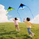2 Pack Kites for Kids and Adults, Easy to Fly Delta Kite for Beach, Single Line Kite Set for Beginners, 63" x 30" Delta Kites for Teens with 2 * 300FT String Handles (Green&Blue)