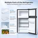 Antarctic Star Compact Mini Fridge with Freezer,Double Door with Adjustable Thermostat,Small Fridge Removable Shelves for Dorm/Office,2.45 Cu.Ft,STEEL