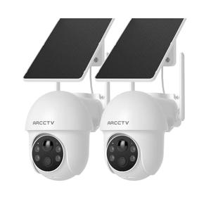 ARCCTV Solar Security Cameras Wireless Outdoor, 4MP 360° View Battery Powered Outdoor Camera, Night Vision with Spotlight, 2-Way Audio, PIR Motion Sensor, 2.4G/5G Dual Band WiFi (2 Pack)