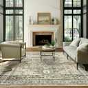 6x9 Area Rugs for Living Room Non-Slip Washable Rugs 6x9 Vintage Rug for Bedroom Dinning Room Ultra-Thin Area Rugs Farmhouse Home Decor Olive/Beige
