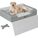 Jumbo Dog Bed for Extra Large Dogs, Orthopedic Dog Beds with Cooling Gel Memory Foam, Waterproof Pet Bed with Removable Washable Cover, 45" Pet Sofa Couch Dutch Velvet with Blanket Bone Toy