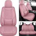 Leather Car Seat Covers Full Set Breathable Automotive Seat Covers Waterproof Seat Protectors Universal Fit for Most Automotive Cars SUV Trucks Van (Pink, Full Set)