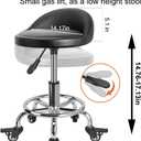 FLOLXNB Rolling Stool Low Roller Seat PU Leather, Rolling Chair Height Adjustable, Garage Stool with Wheels for Manicure Mechanic Home Office Garage Shop (Style 1)