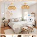 Boho Rattan Ceiling Fans with Lights and Remote,Gold Flower Bladeless Fandelier for Dining Room,Bedroom,Kitchen,Nursery(26 Inch,6 Speeds,Timing,Adjustable Height)