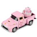 Hooqict Pink Valentines Day Mini Metal Truck with Flower Basket Romantic Love Heart Truck for Valentine's Day Gifts Party Decorations Kitchen Farmhouse Tiered Tray Decor