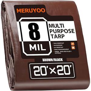 20x20 Tarp 8 Mil Waterproof Tarp Multipurpose Large Tarp, Brown/Black
UV & Rip Tear Resistant, Metal Grommets Every 23.6", Ideal for Outdoor, Furniture Cover, Car, Garden Plants, Home Storage