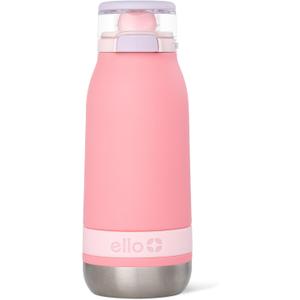 Ello Emma 14oz Vacuum Insulated Stainless Steel Kids Water Bottle with Straw and Built-in Carrying Handle and Leak-Proof Locking Lid for School Backpack, Lunchbox and Outdoor Sports