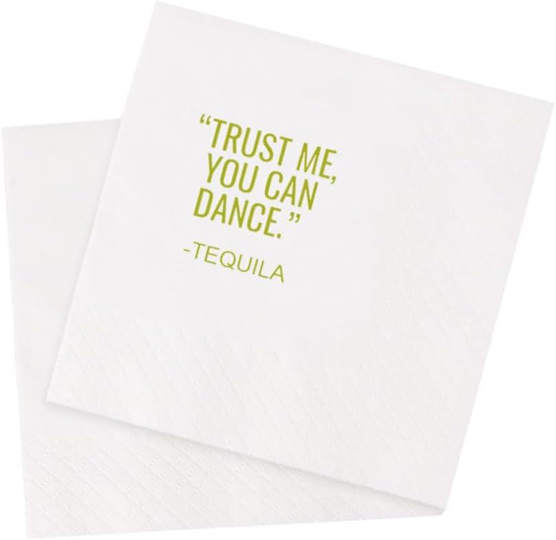 Funny Cocktail Napkins 100Pcs Trust Me You Can Dance Tequila Paper Disposable Party Napkins For Bachelorette Bridal Shower Birthday New Year's Eve Girls' Night Party 5 x 5 2-ply (Tequila)
