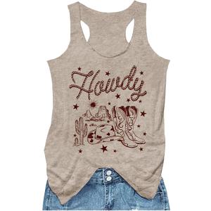 CHUNTIANRAN Tank Tops for Women Summer Beach Racerback Shirt Boho Vacation Graphic Outfit Western Workout Yoga Tank Tops, Medium