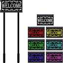 Lighted Welcome Sign Solar Powered, Waterproof RGBW Color Changing, Illuminated Welcome Plaque with Double Stakes for Front Door Proch Yard Home Party Outside Decor