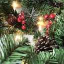 Pre-Lit Artificial Christmas Garland, Green, White Lights 50, Decorated with Pine Cones, Berry Clusters, Plug in, Christmas Decorations, 9 Feet