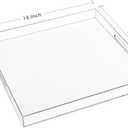 1818 Inch Clear Acrylic Serving Tray with Handles Extra Large Ottoman Tray Decorative Tray Spill-Proof Coffee Table Space Saver Oversize Counter top Organizer Platter with Safe Edge