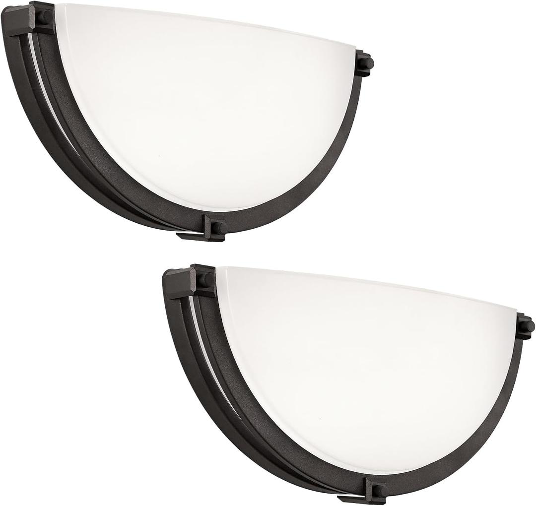 Flynix 13 inch Dimmable LED Wall Sconce, Half Moon Wall Light Fixture, 3000K/ 4000K/ 5000K Color Temperature Adjustable, Modern Bathroom Vanity Light Fixtures，Super Bright (Oil Rubbed Bronze) 2 Pack