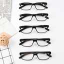 Eyekepper Vintage Reading Glasses for Men - 5 Pack Spring Hinges Classic Readers - Black Frame +1.75